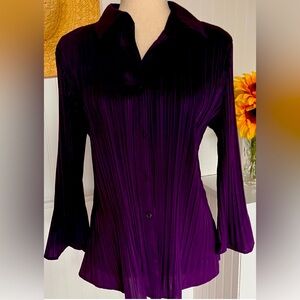 Fred David Purple Long Sleeve V-Neck Button Up Shirt